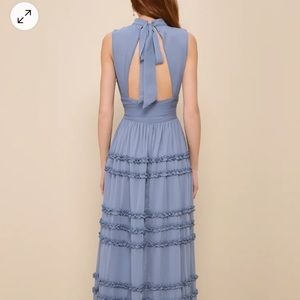 Lulu's Blue Smocked Tiered Maxi Dress for Wedding Guests